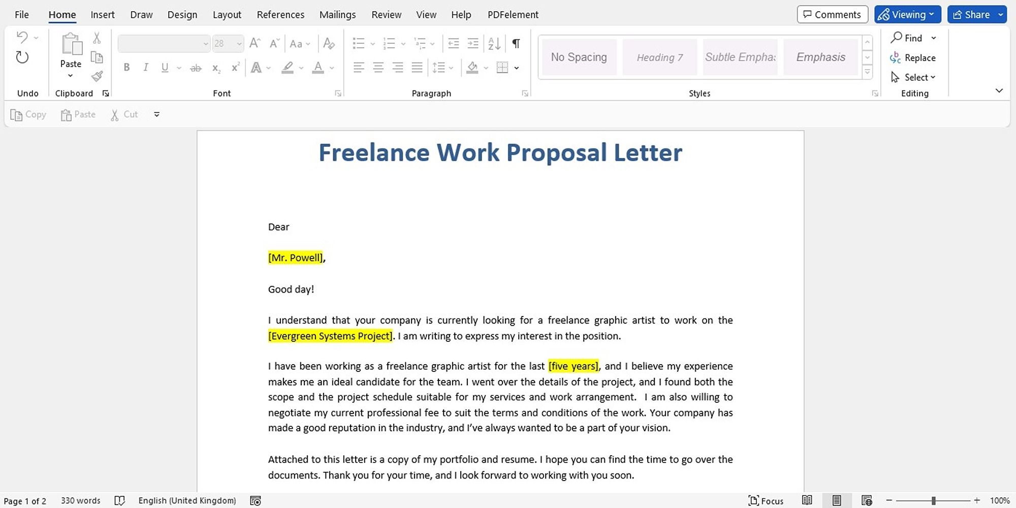 freelance proposal template
