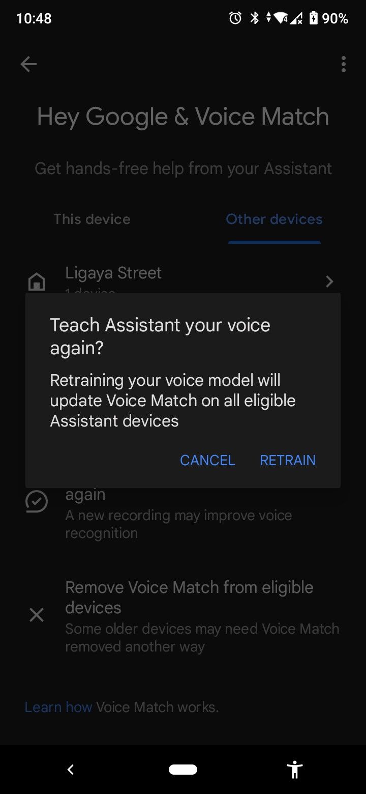 google home voice match retrain voice
