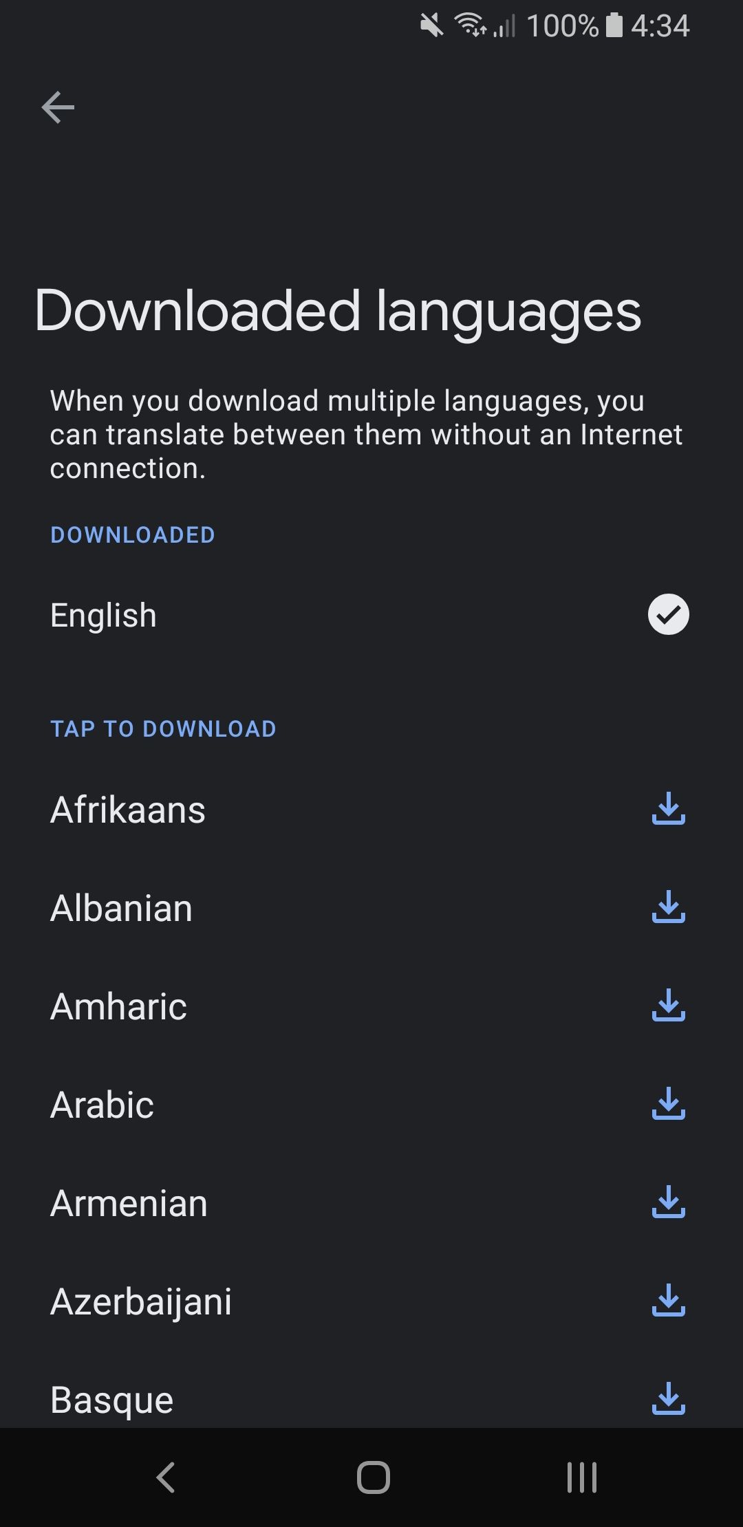 google translate downloaded languages