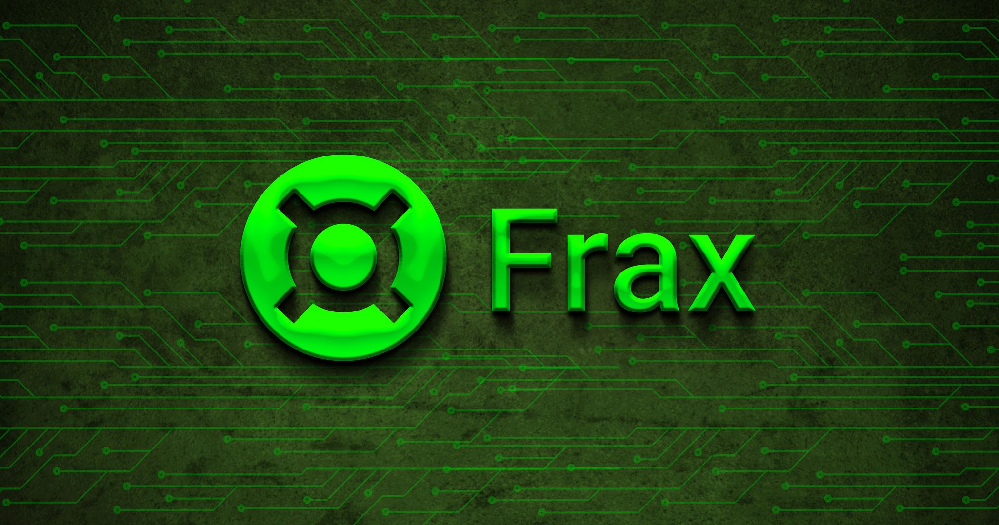 green digital graphic displaying frax logo
