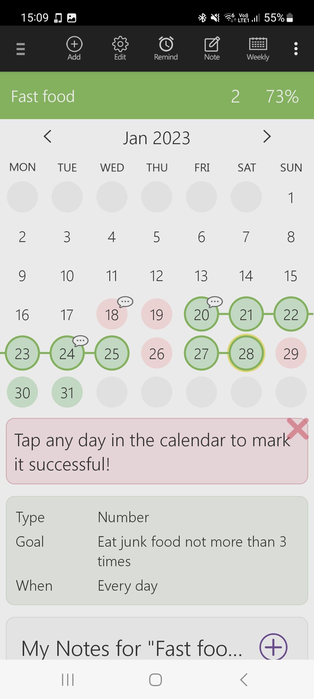 Habit tracker daily streaks calendar