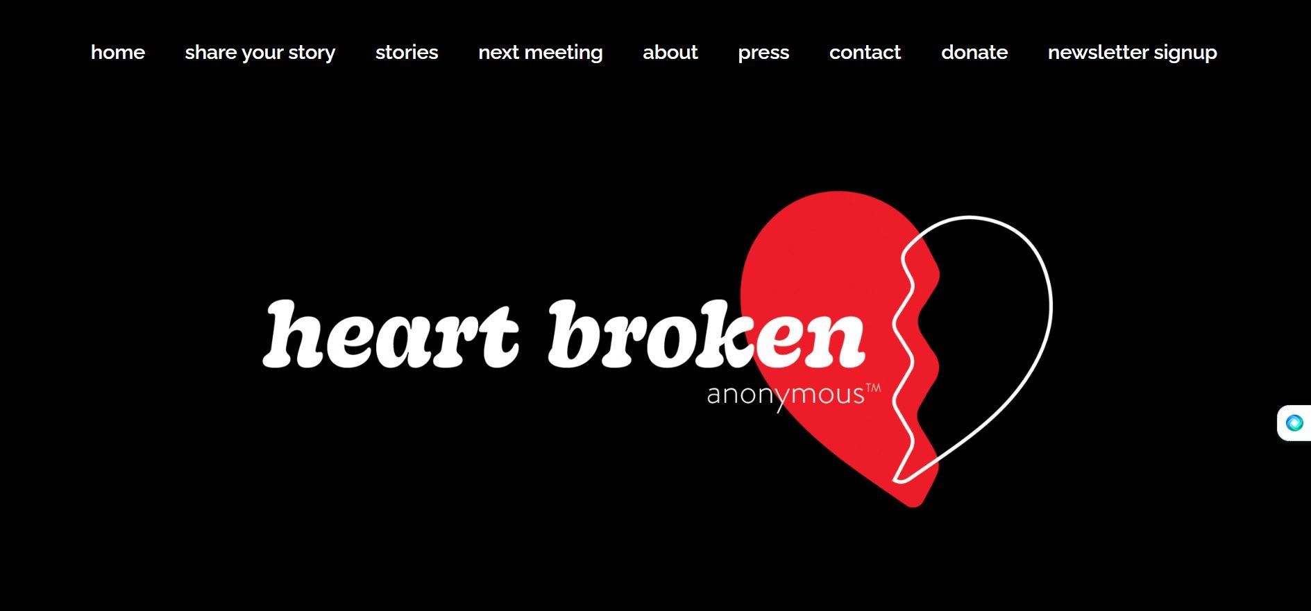 Heart Broken Anonymous logo on home page