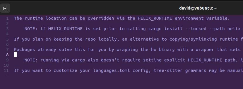 helix editor in ubuntu terminal