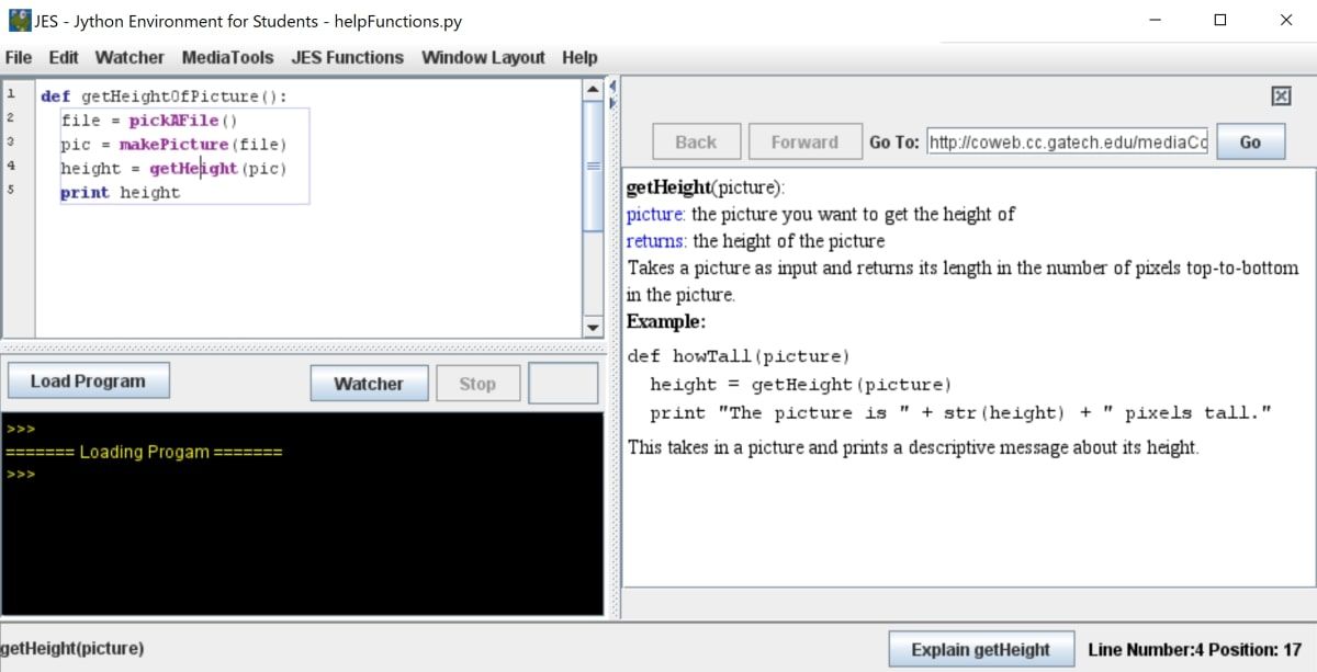 Help functions displayed in JES window