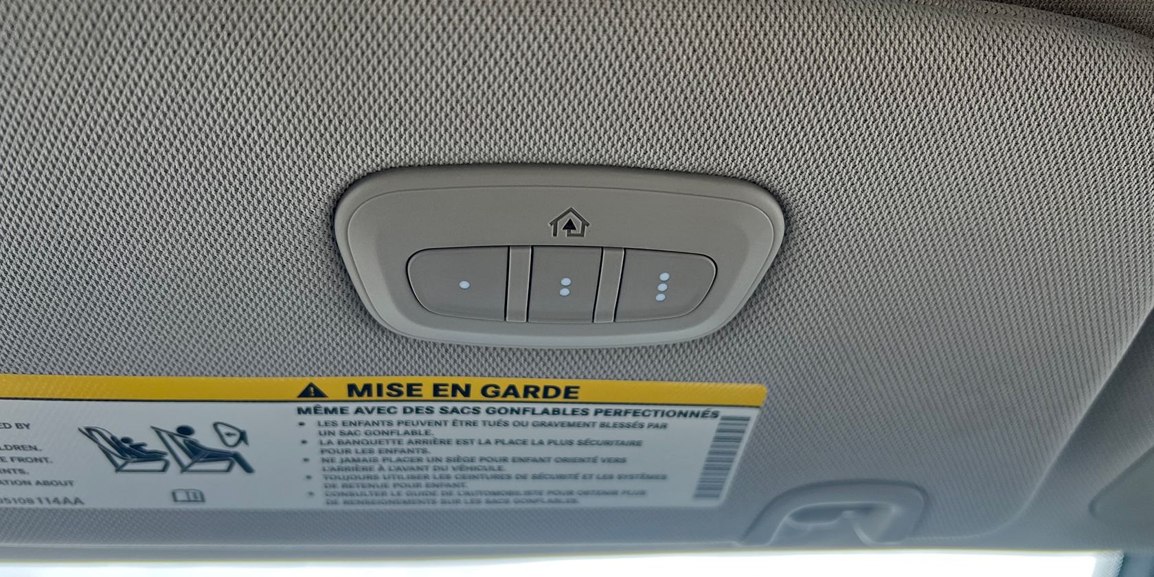 Homelink button panel in a car