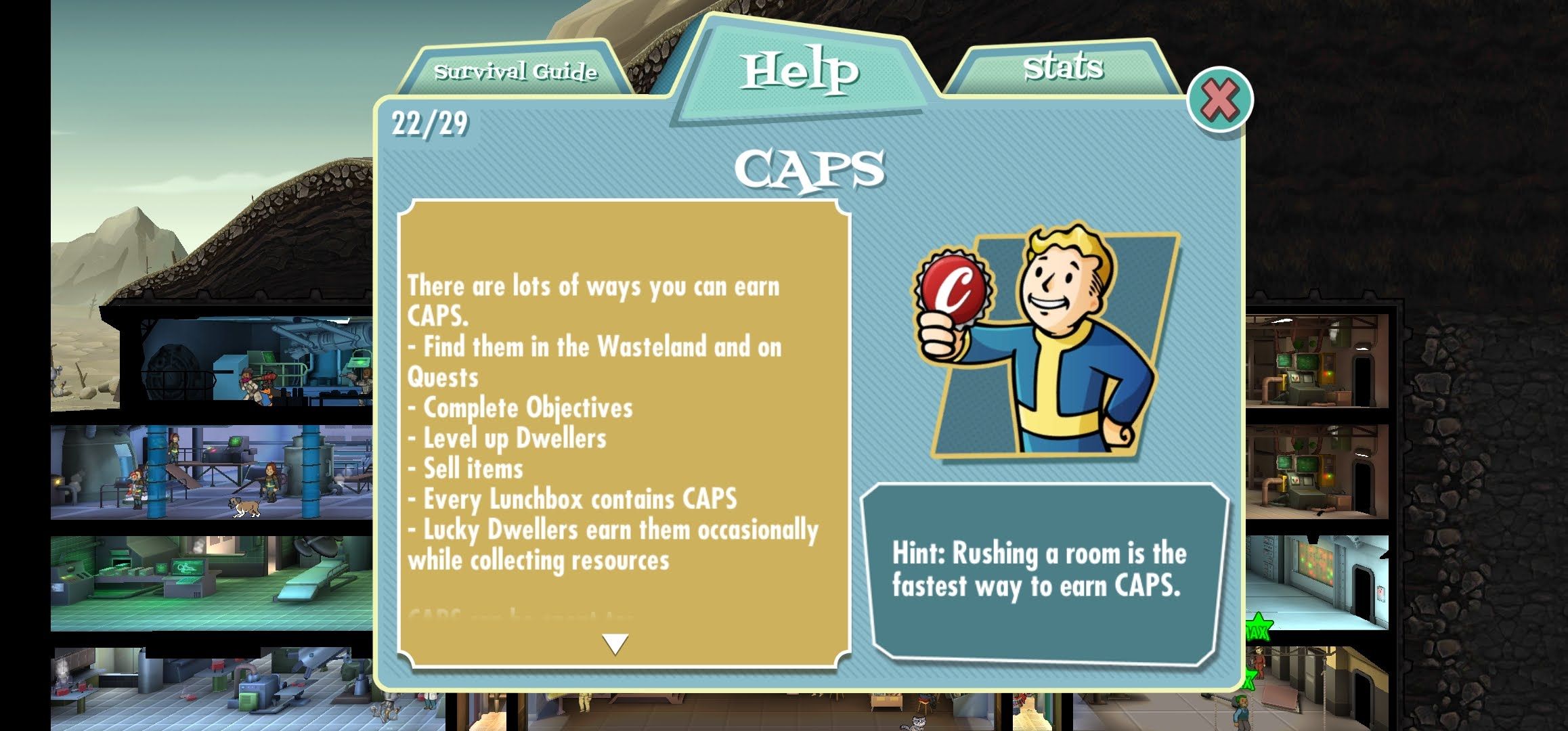 how to get caps in fallout shelter