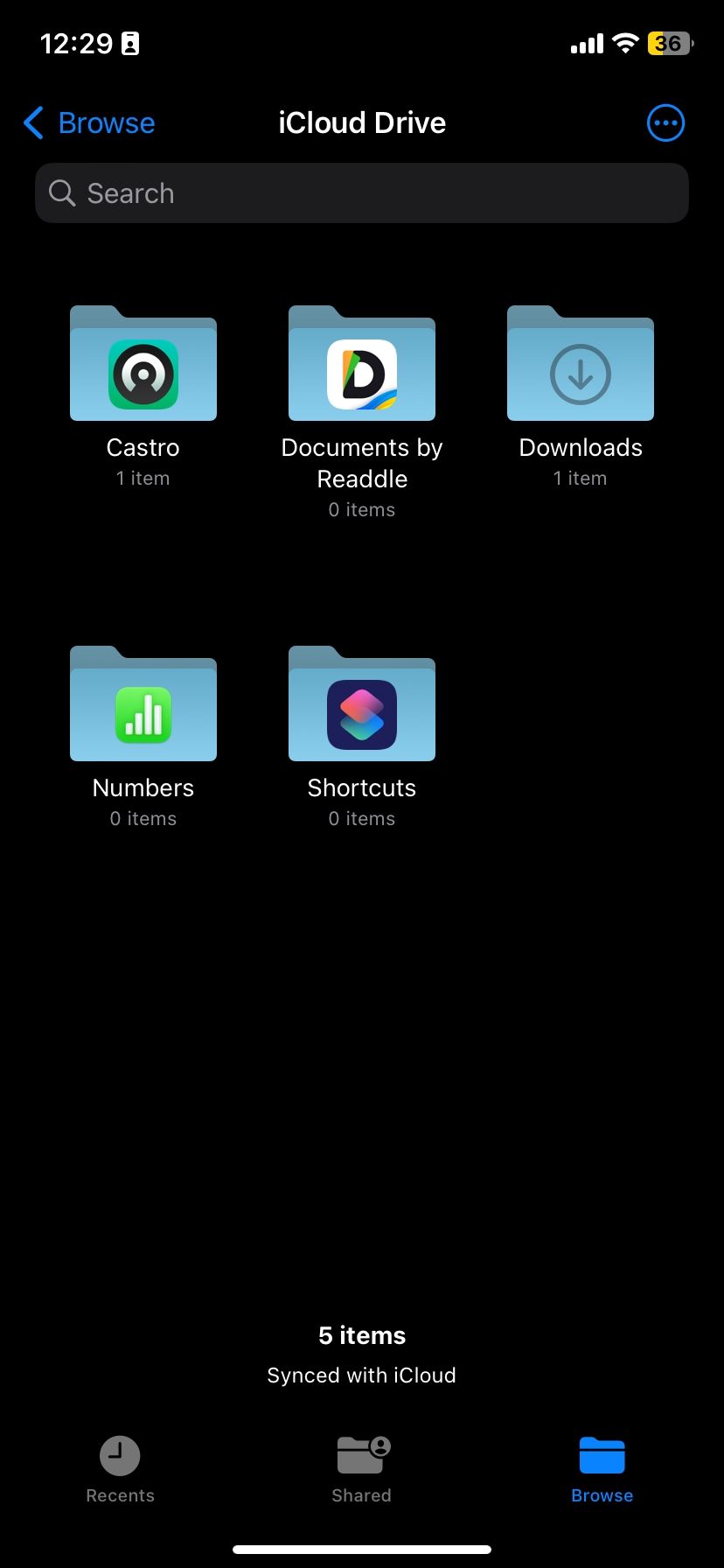iCloud Drive open inside Files app on iPhone