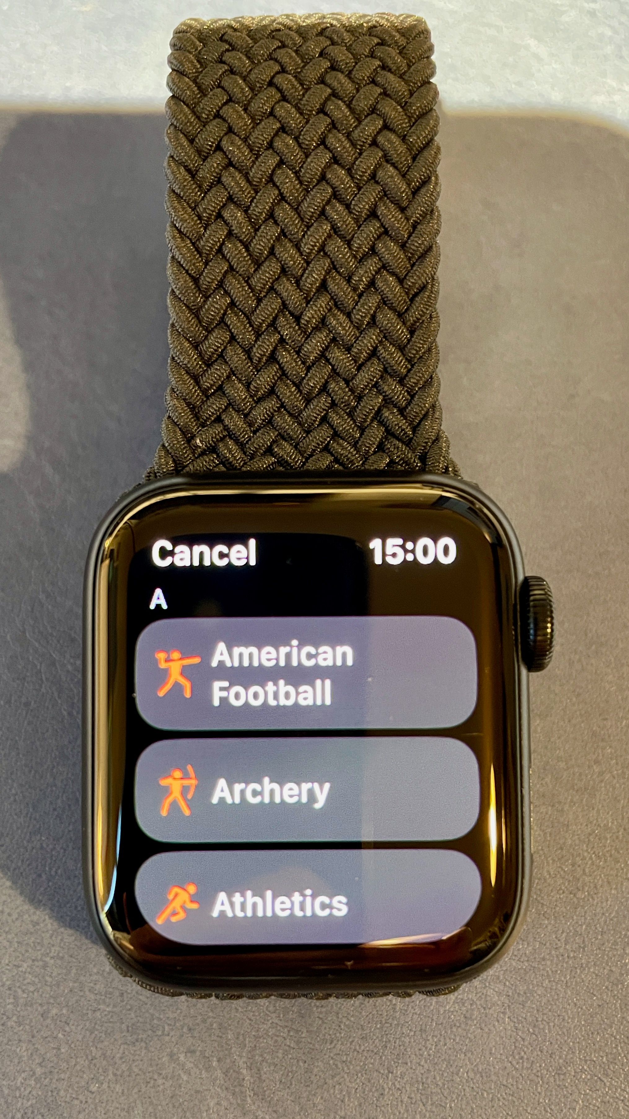 Image of Gentler Streak Apple Watch workout type selection