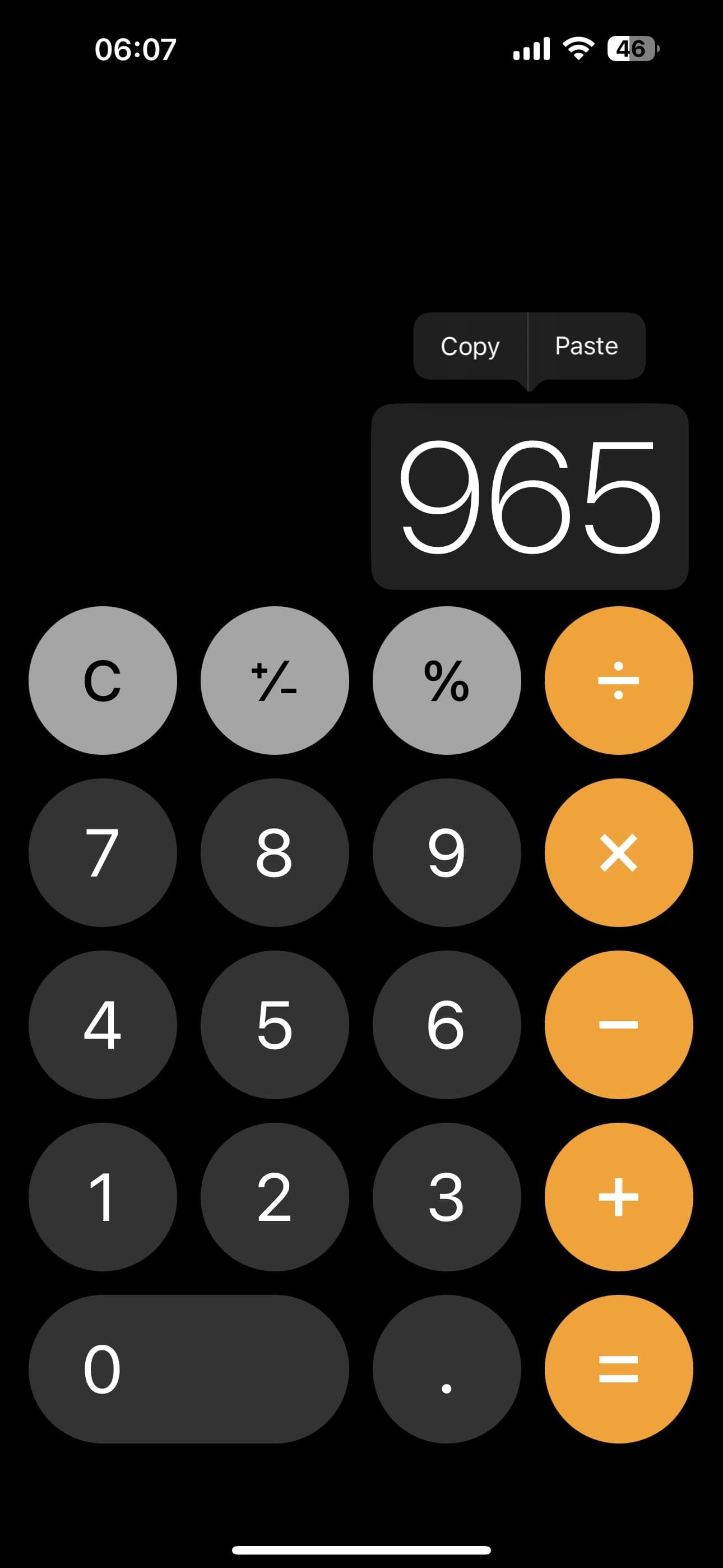 Copy iPhone calculator results