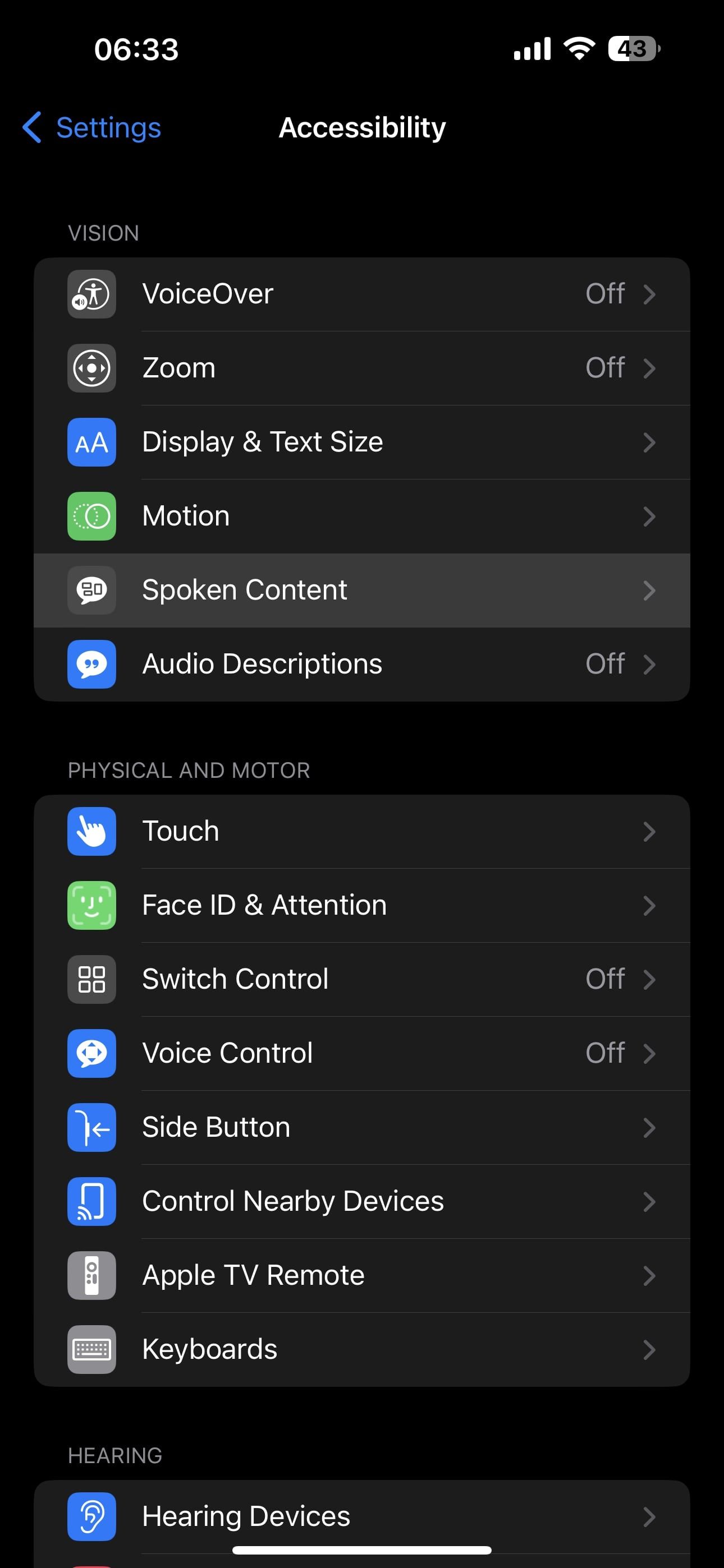 iPhone Accessibility Settings