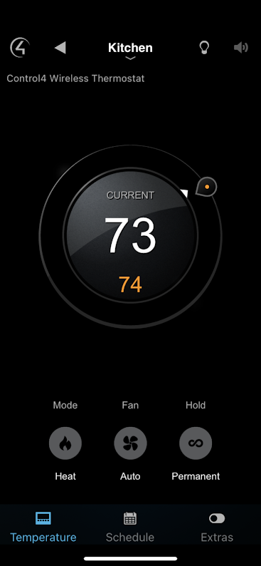Change your home temperature setting with Control4