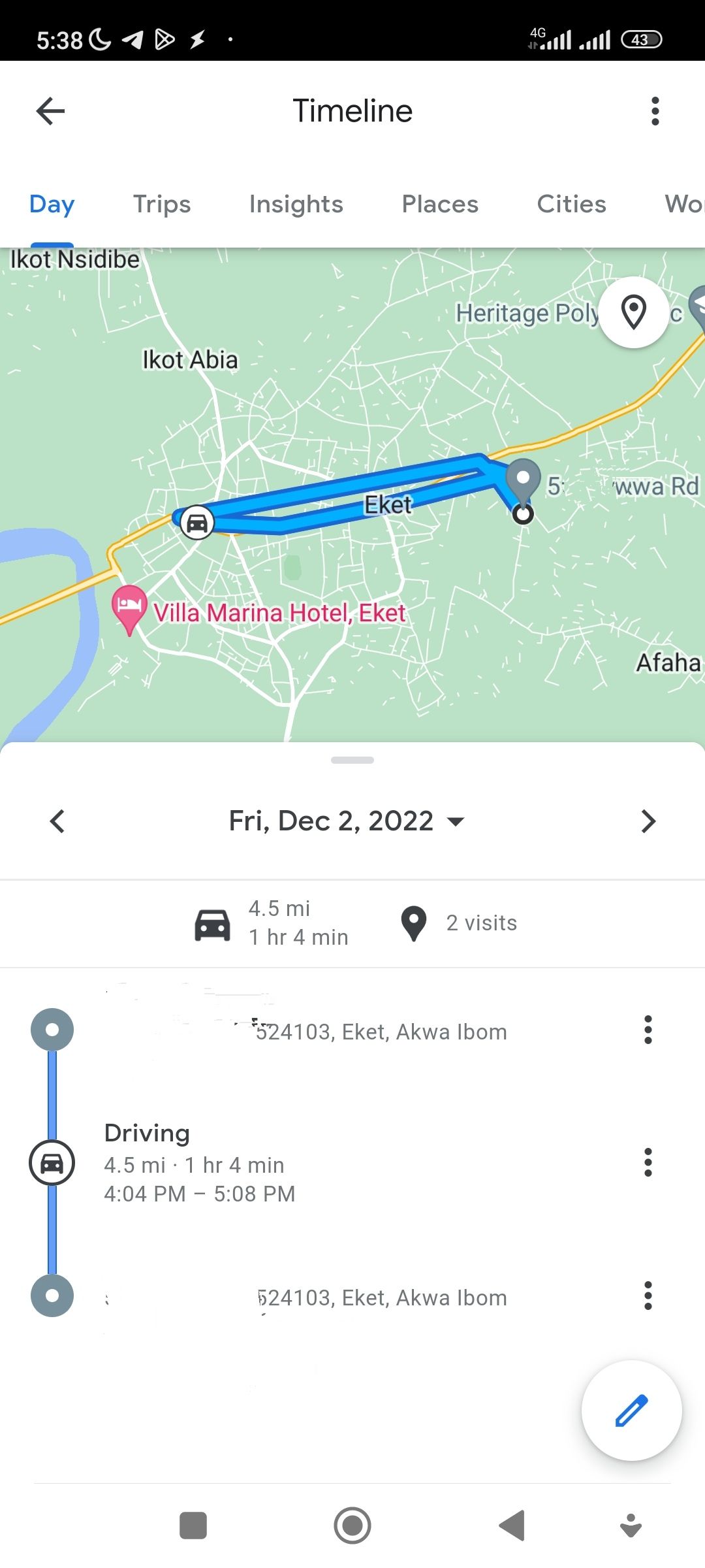 Explore your Google Map timeline