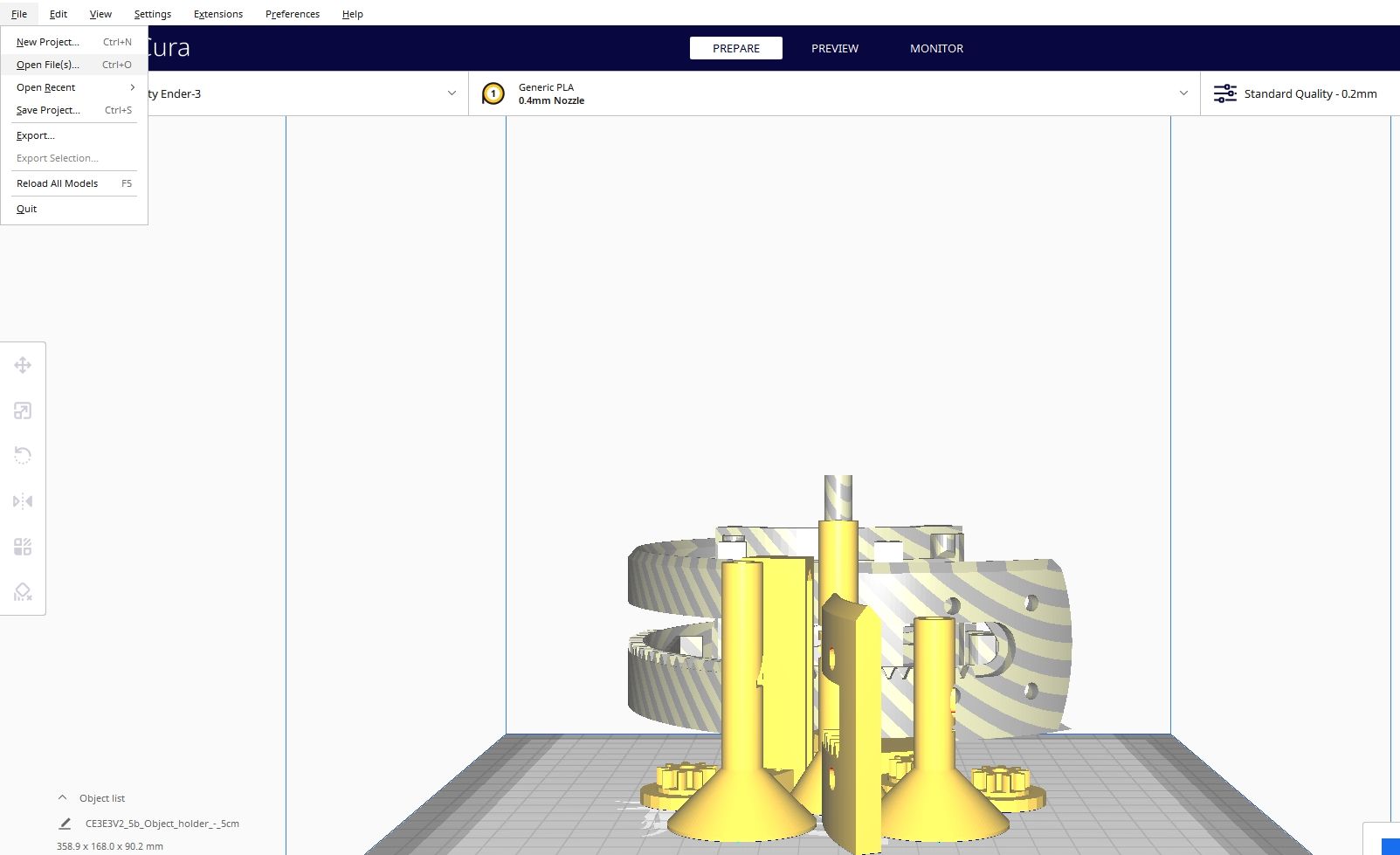 An option to import files to Cura