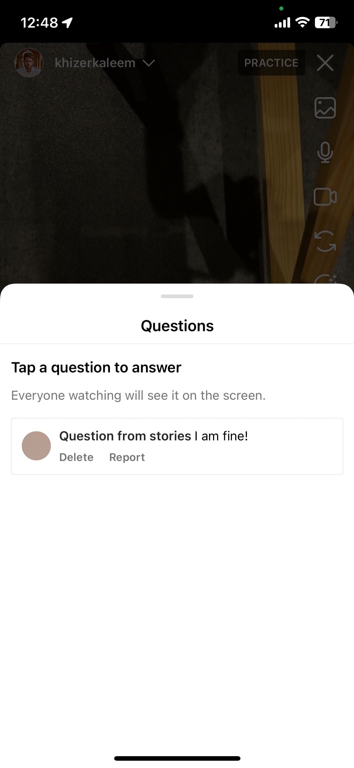 Instagram Story question appearing on Instagram Live
