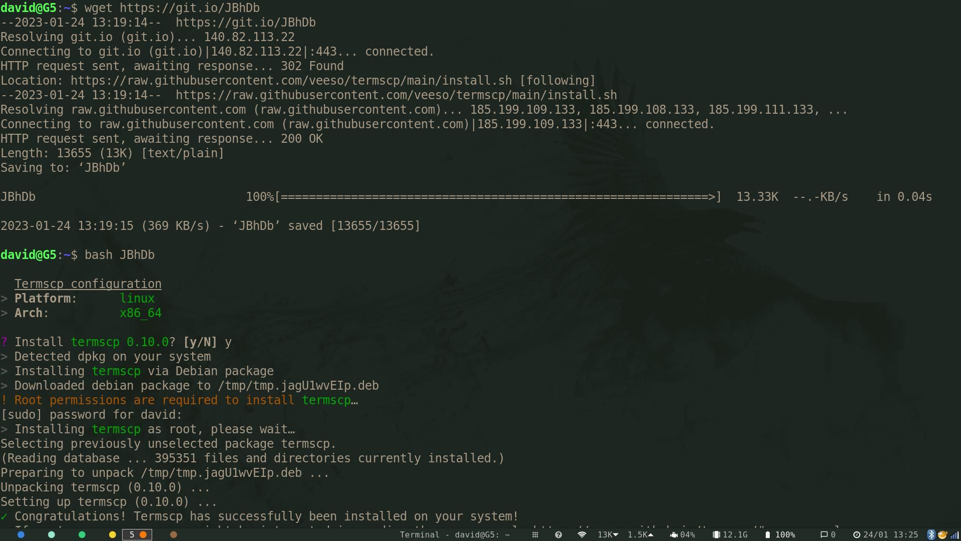install termscp on ubuntu using script