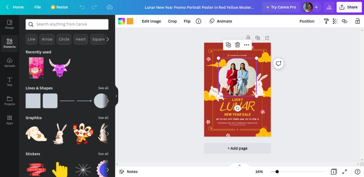 Interface of Canva