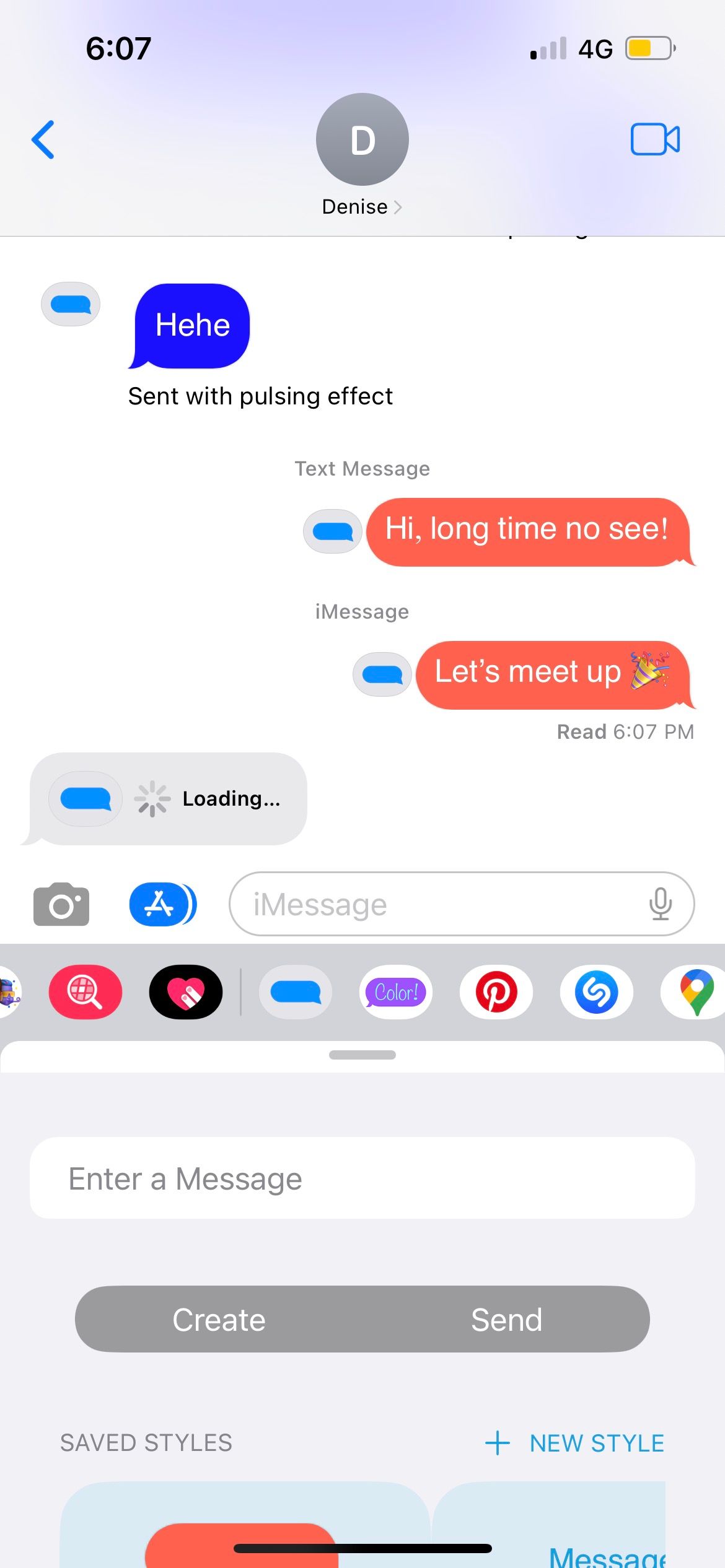 imessage conversation on iphone with different imessage color