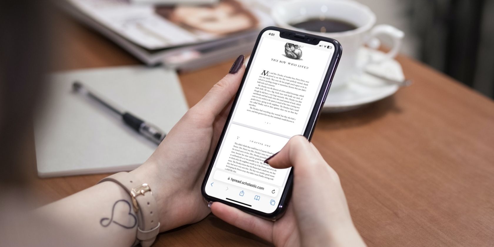iPhone user viewing a PDF