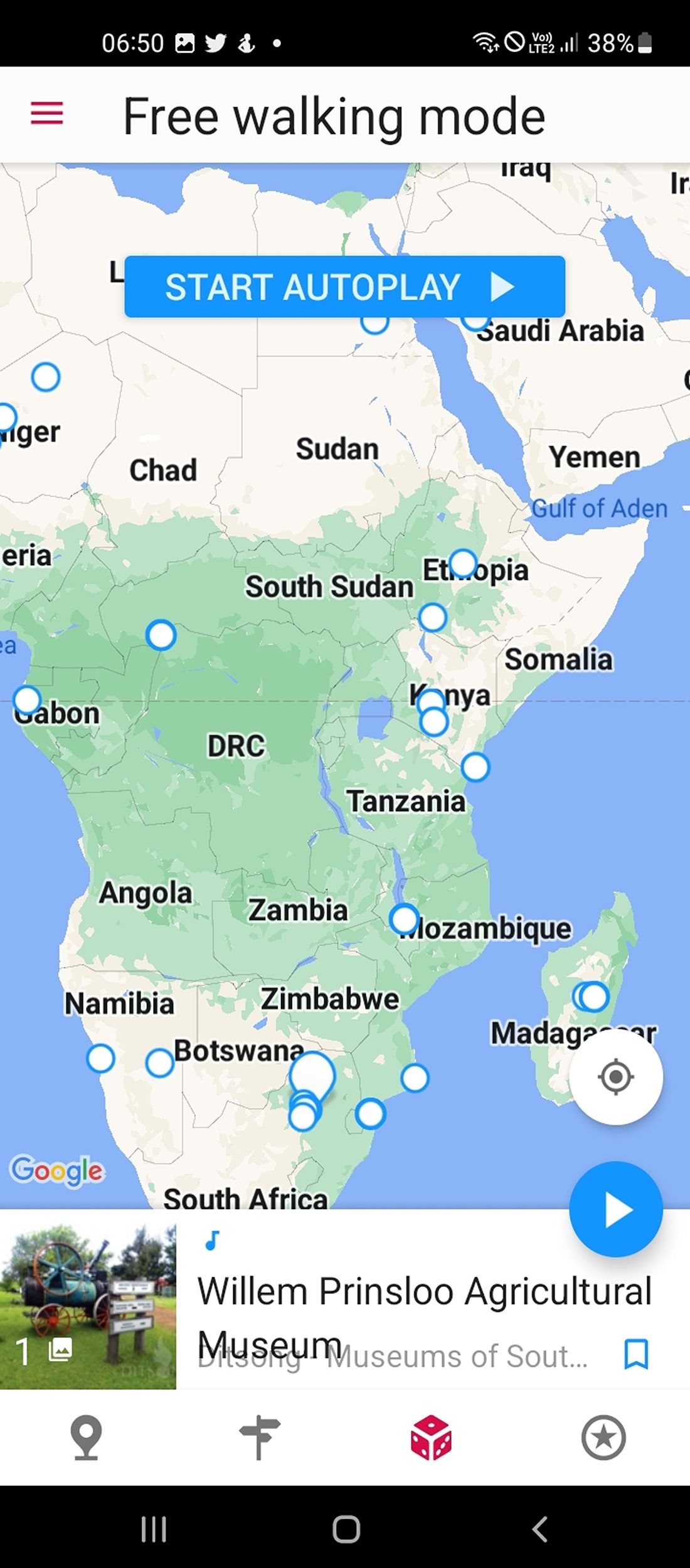 IZI Travel app's map view