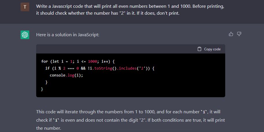 JavaScript Imprime les nombres pairs