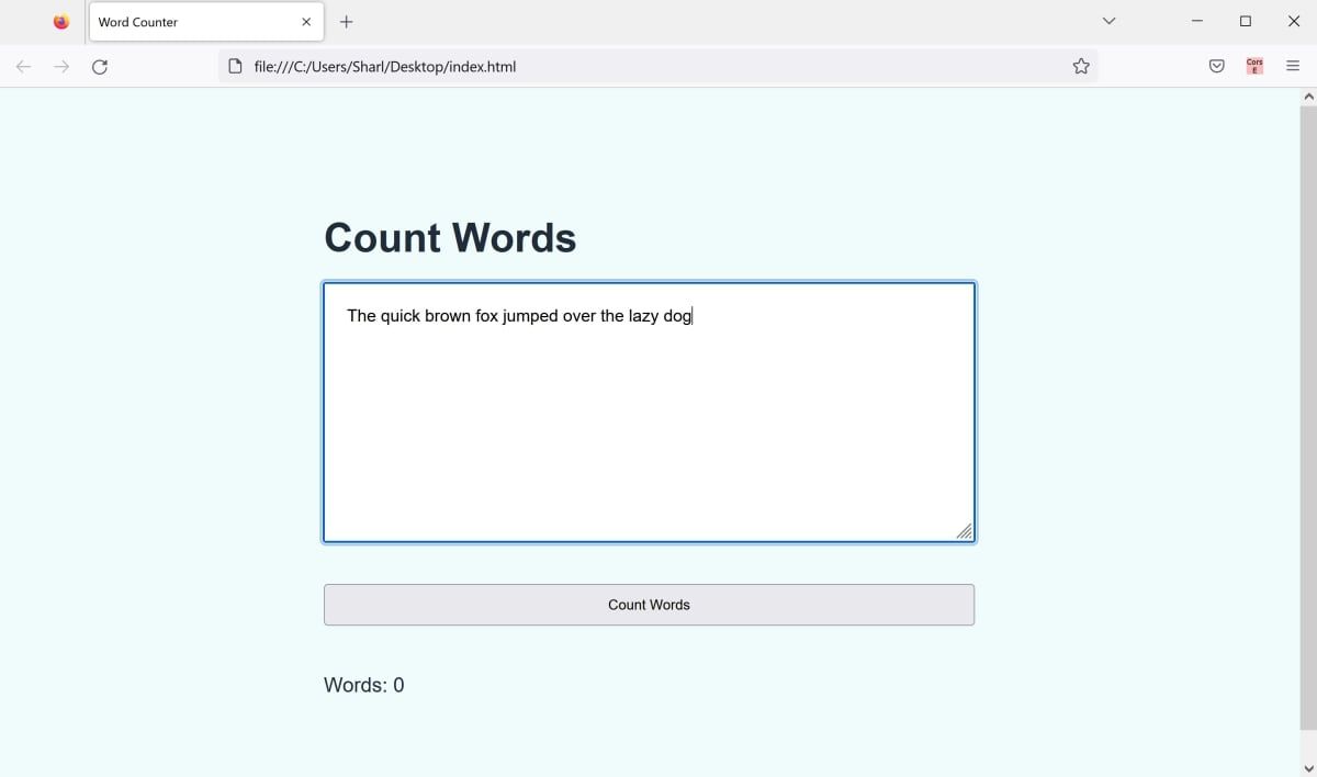 JS word counter with sentence in textarea