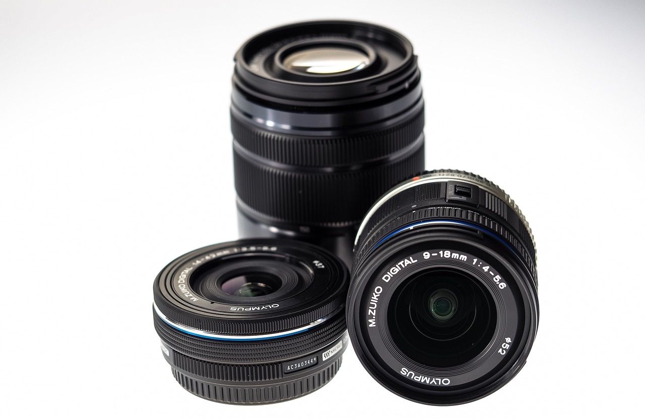 Photo of camera lenses together