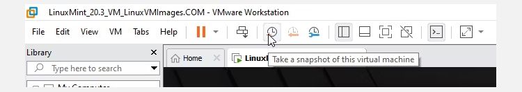 linux vmware snapshot button example