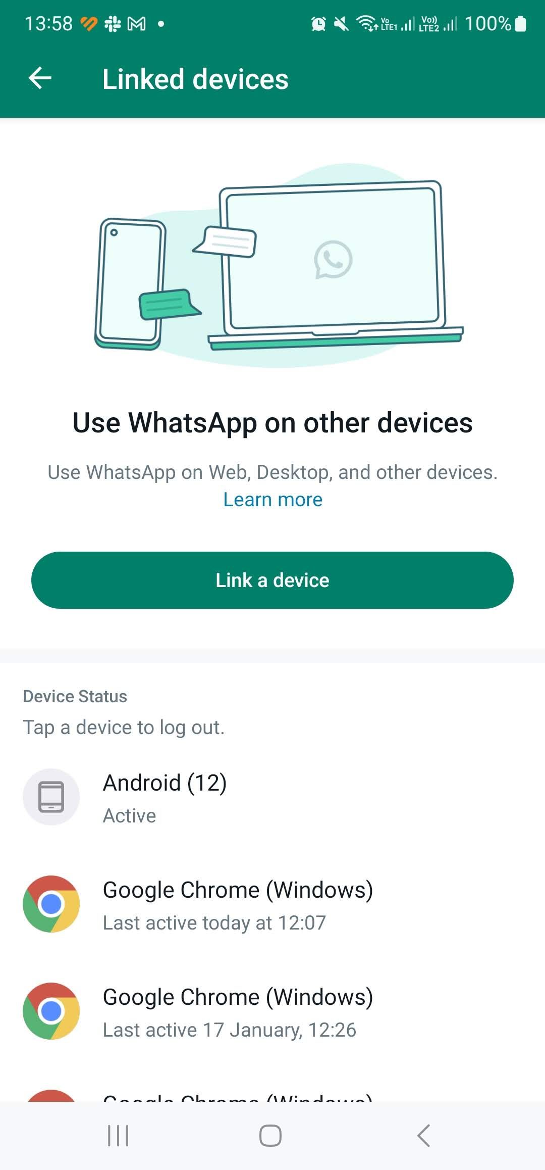 liste des appareils liés dans whatsapp