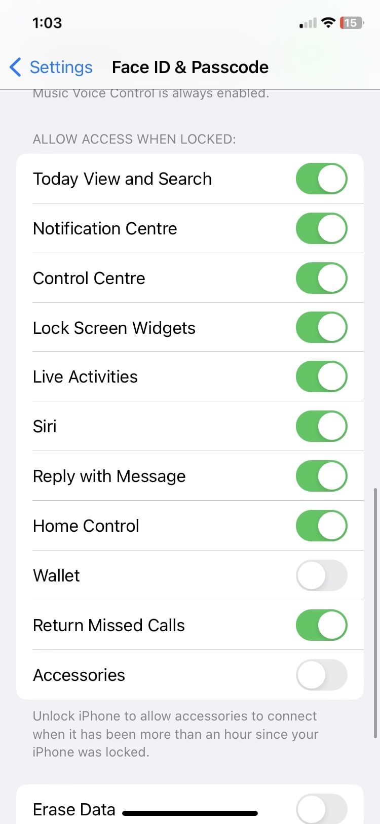 live activities toggle