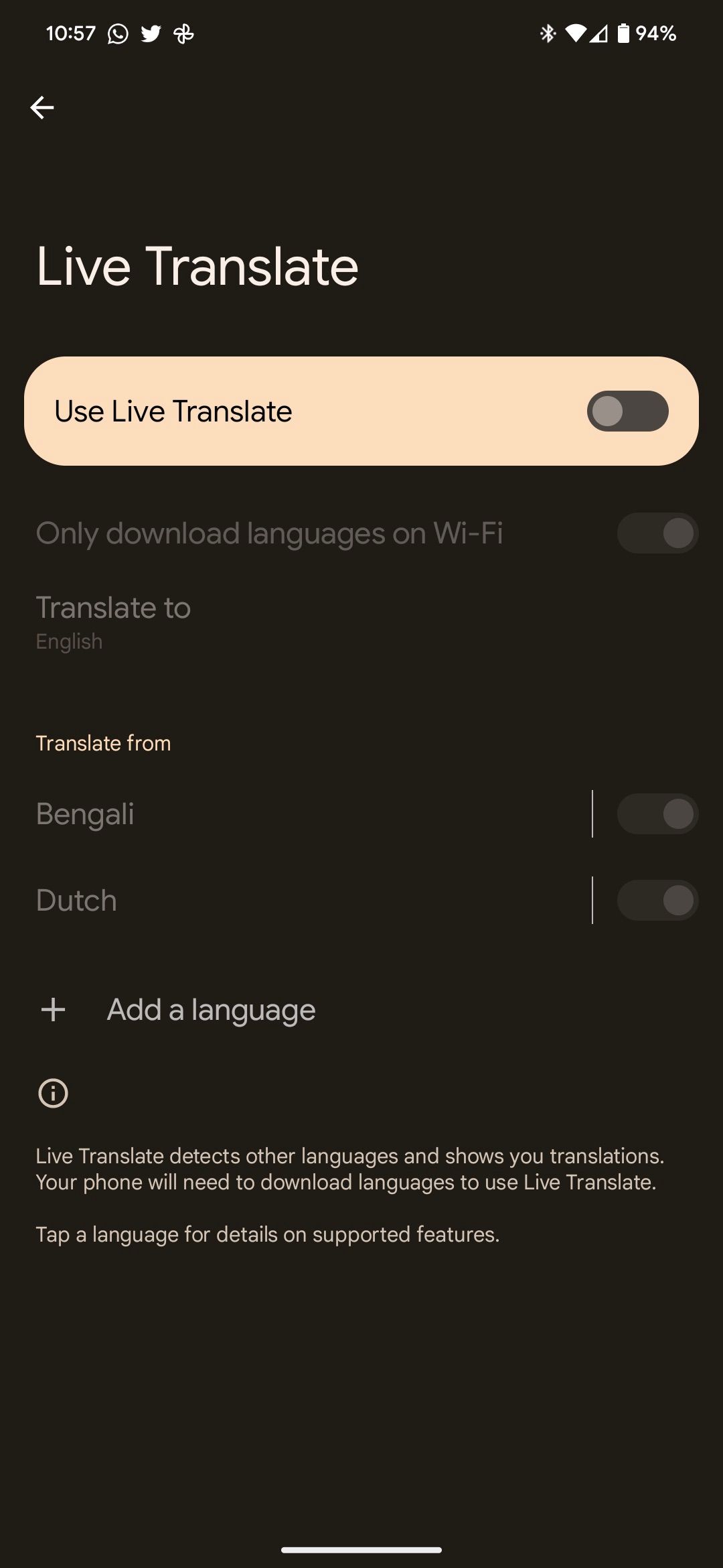 Live Translate on Google Pixel 7