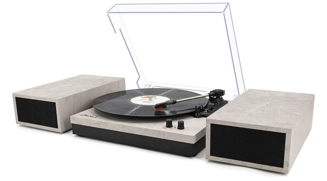 A full shot of the LP&amp;No.1 Record Player with External Speakers