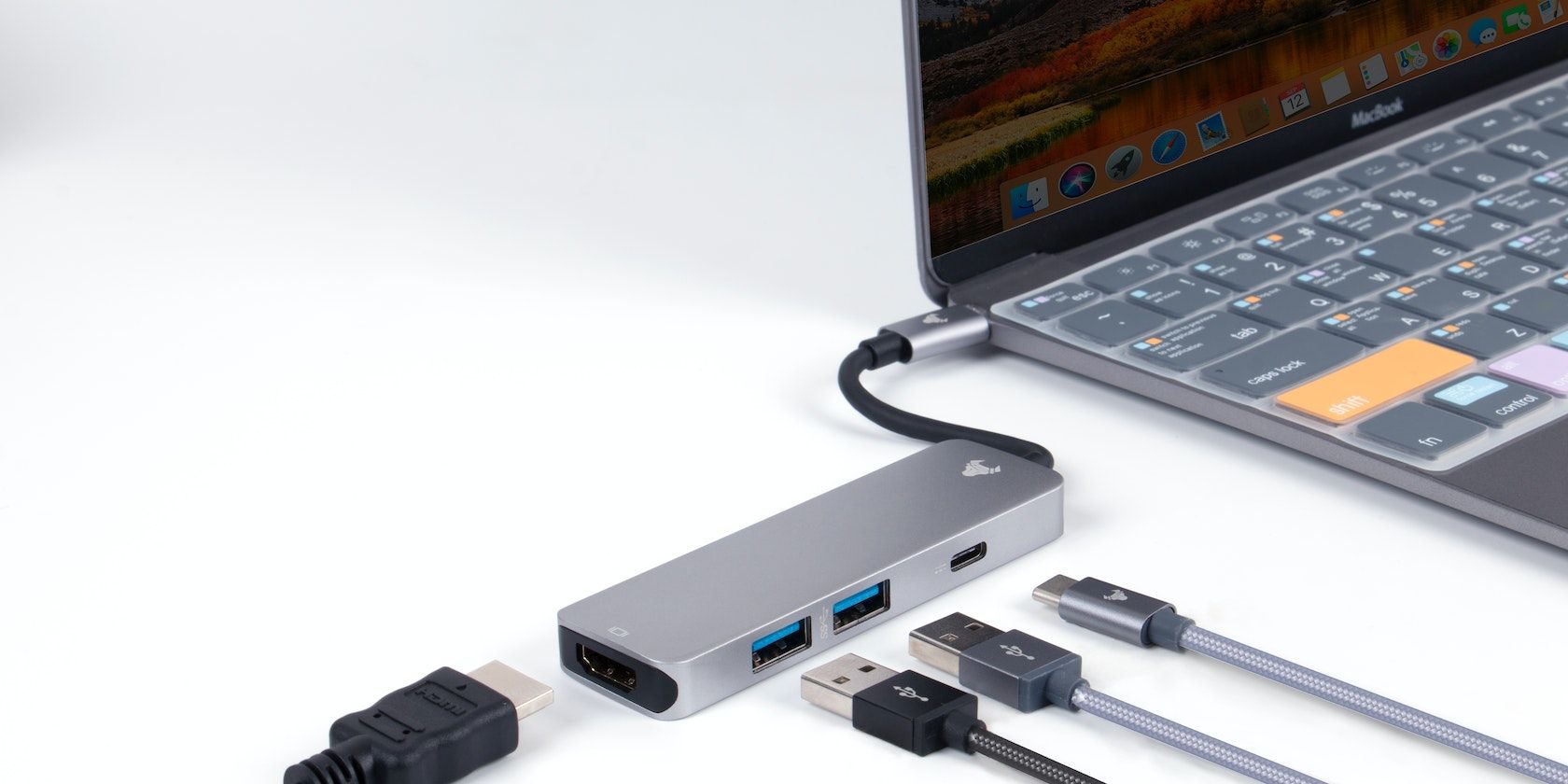 MacBook with external USB port device