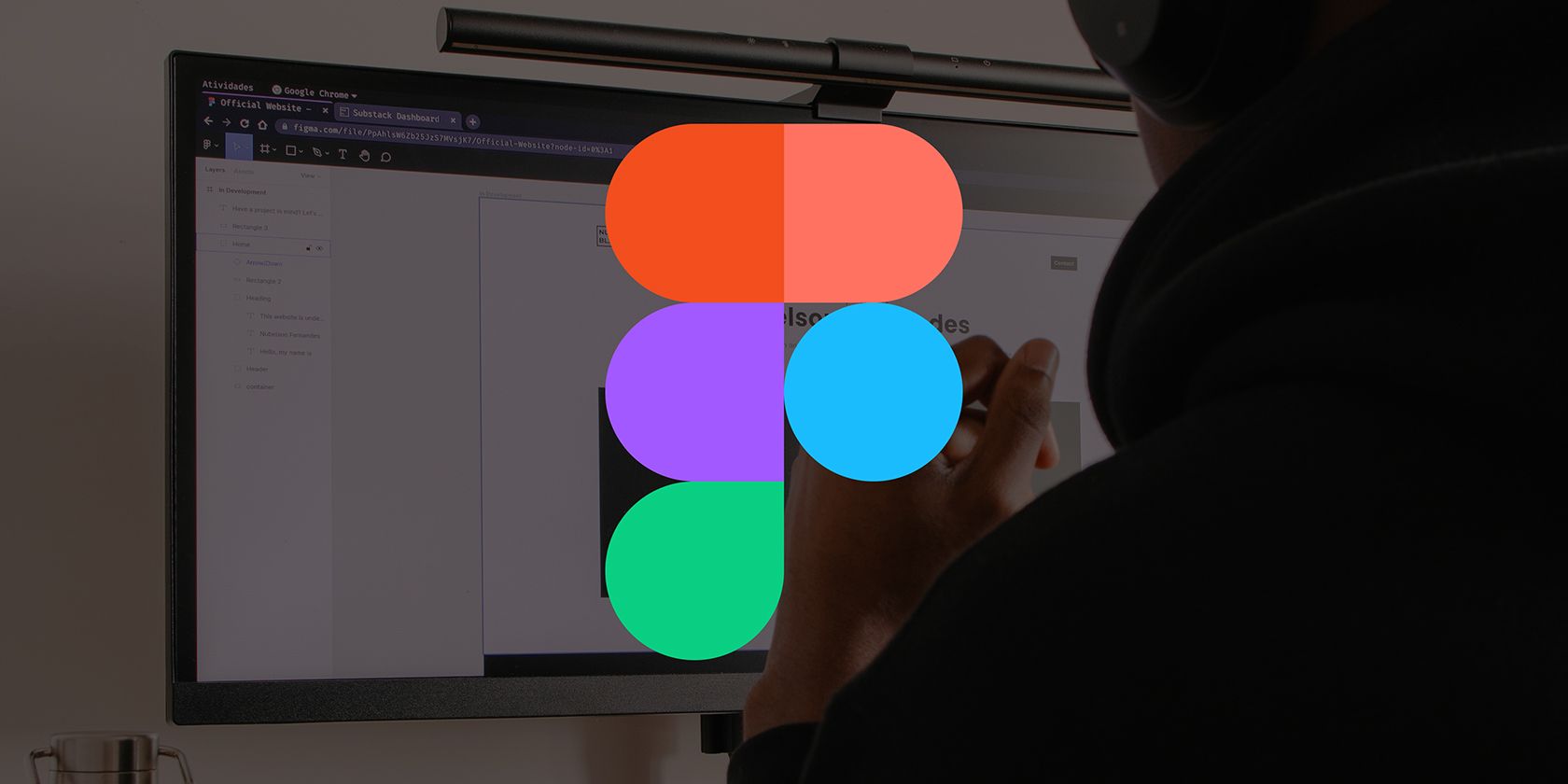 man using figma logo overlay