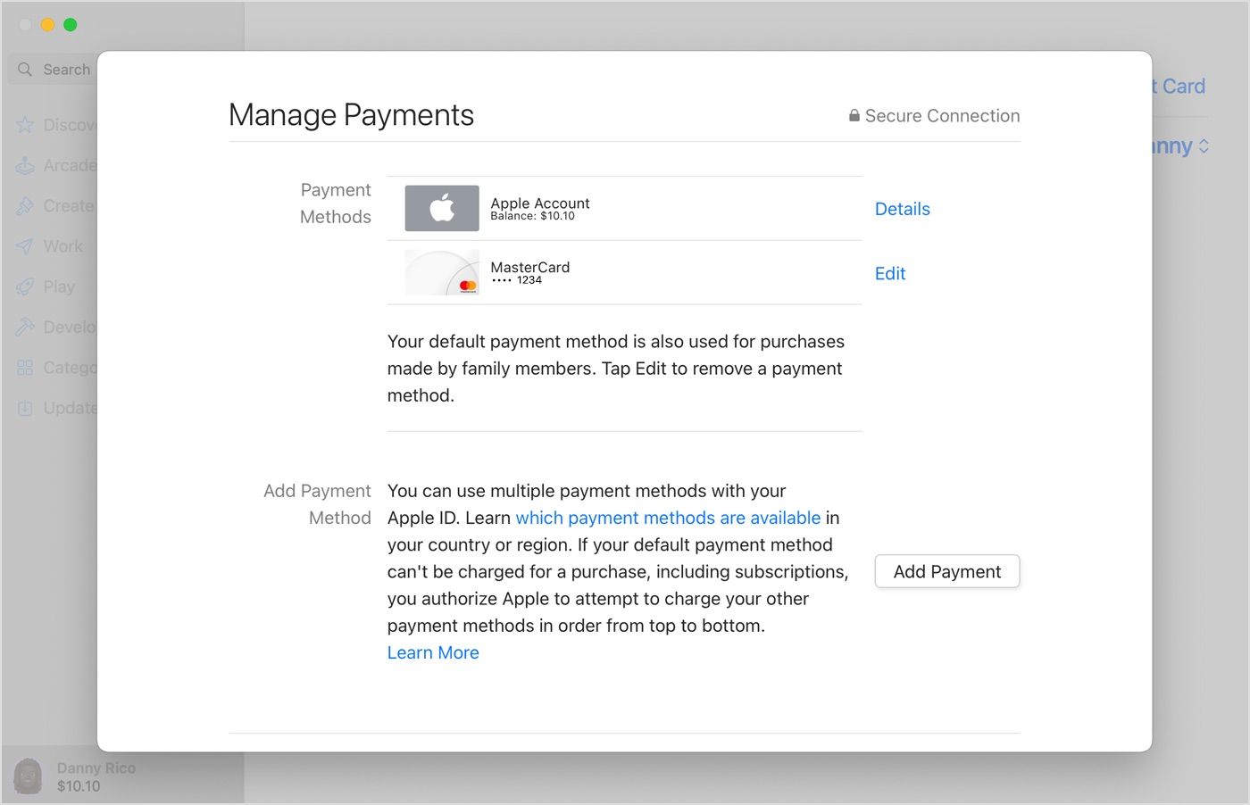 Manage Payments on a Mac