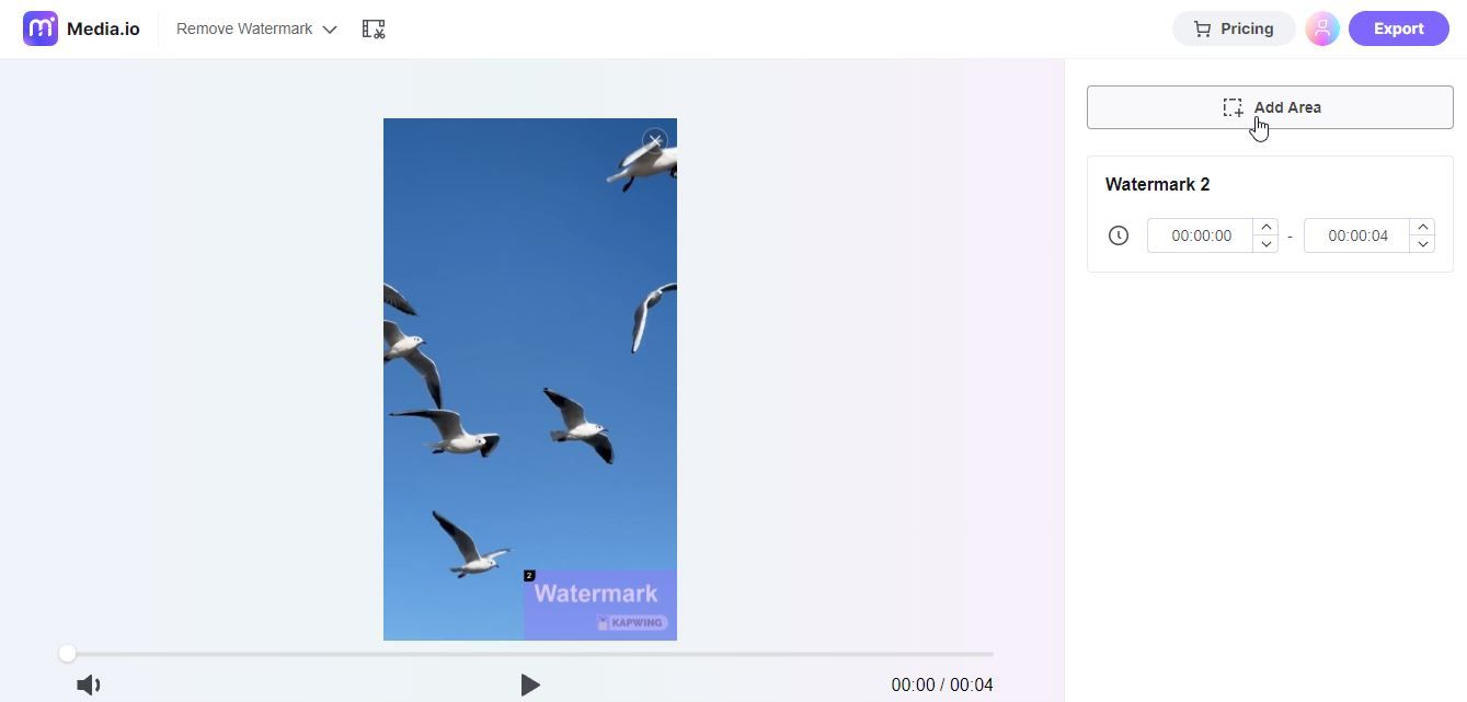 Screenshot of Medio io s Free Online Watermark Remover