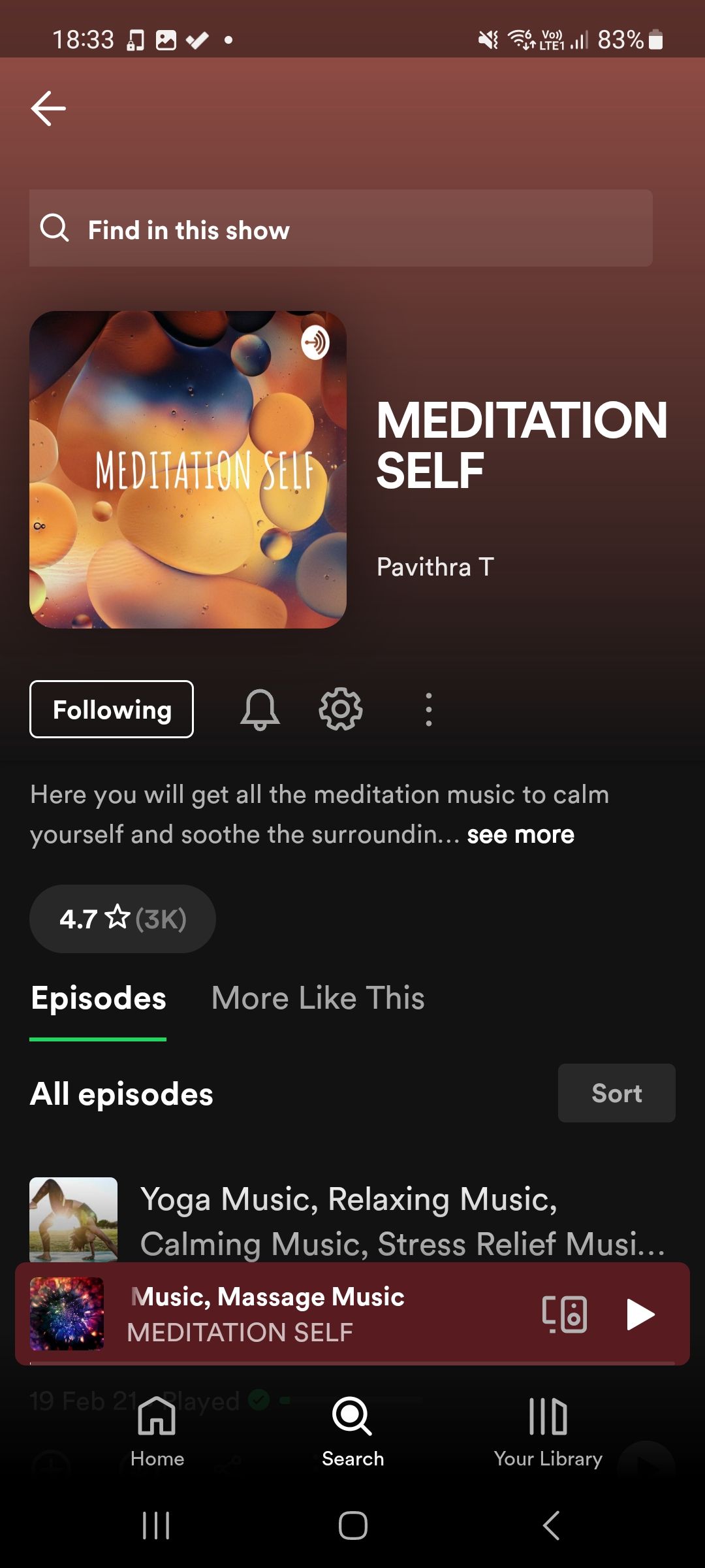 MEDITATION SELF podcast in spotify