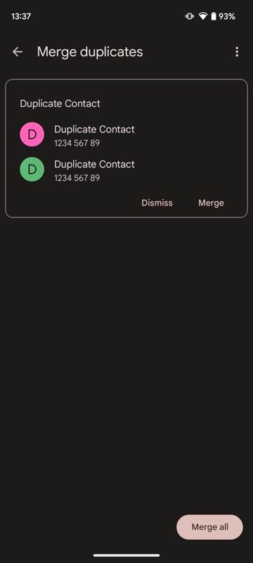 merging duplicate contact entries in Google Contacts