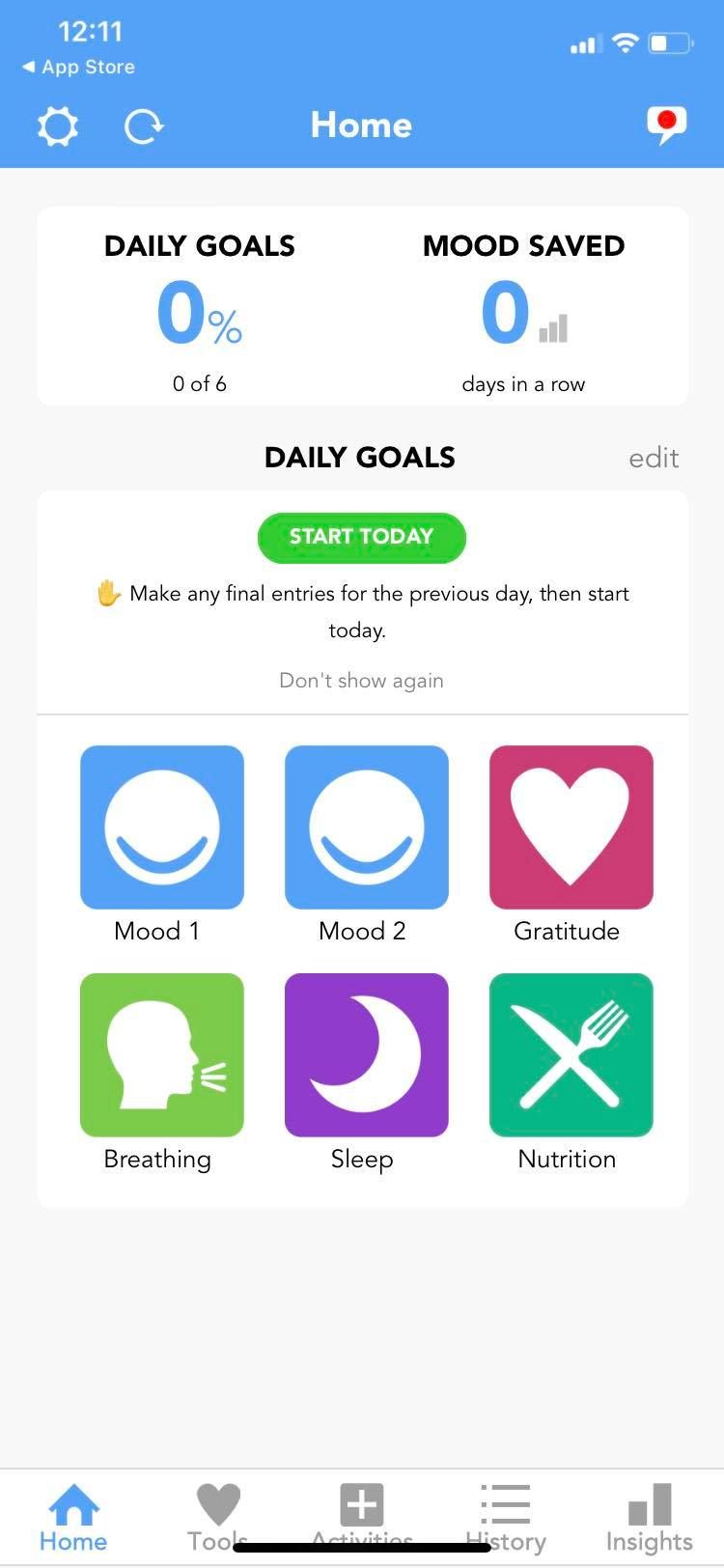 Capture d'écran de l'application mobile Moodfit