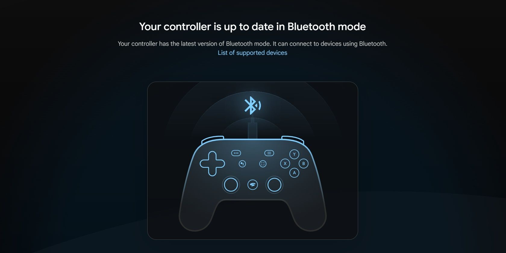 Update Google Stadia controller to Bluetooth mode