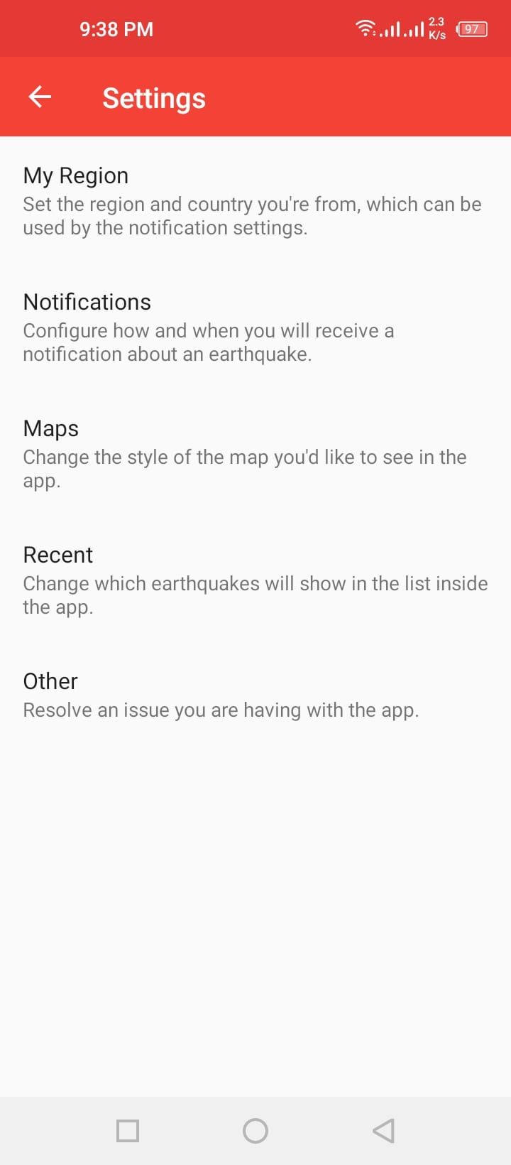 My Earthquake Alerts - Settings