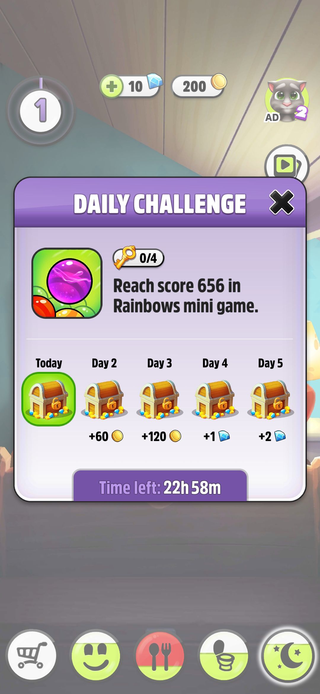 My Talking Tom App Showing Daily Challenge