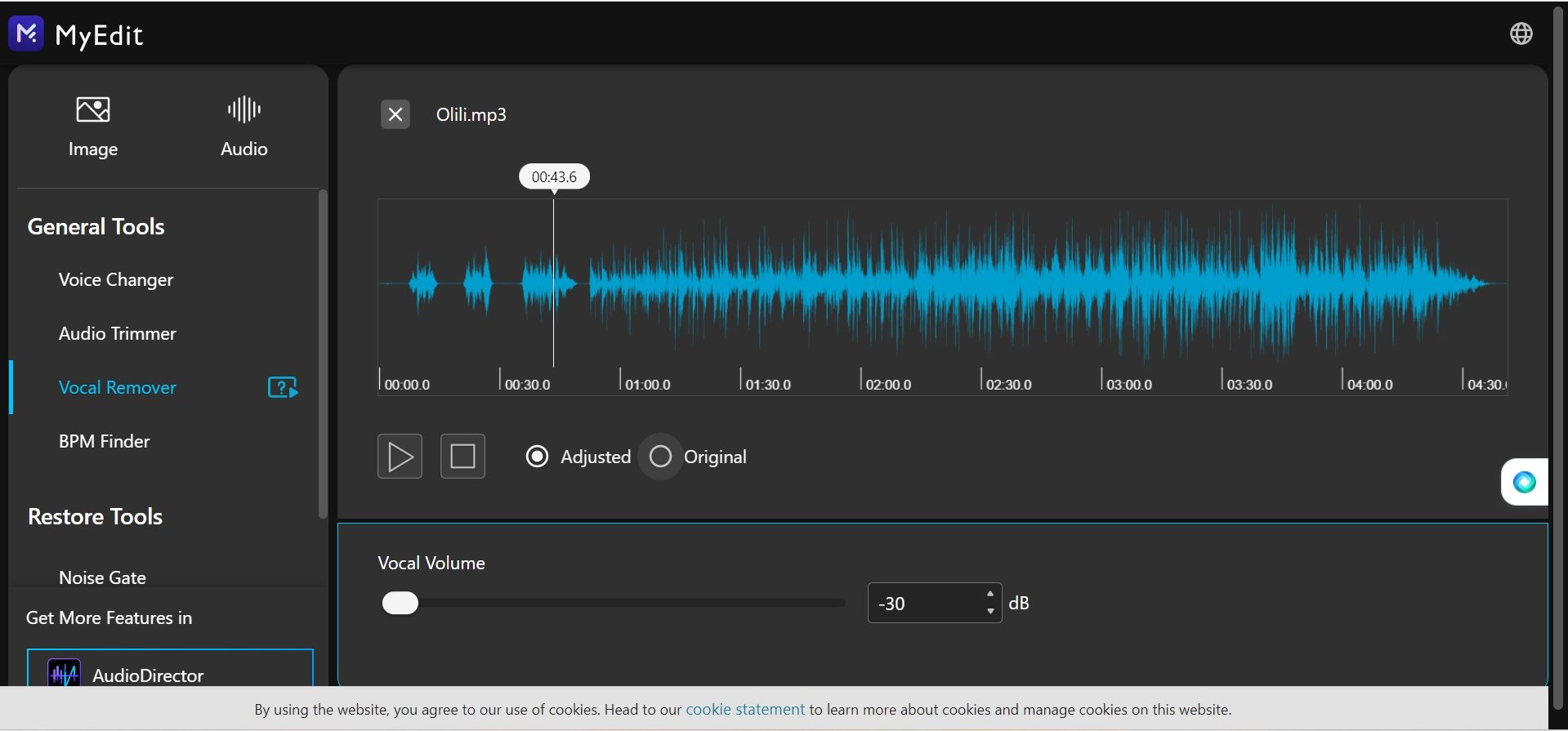 MyEdit audio editor page