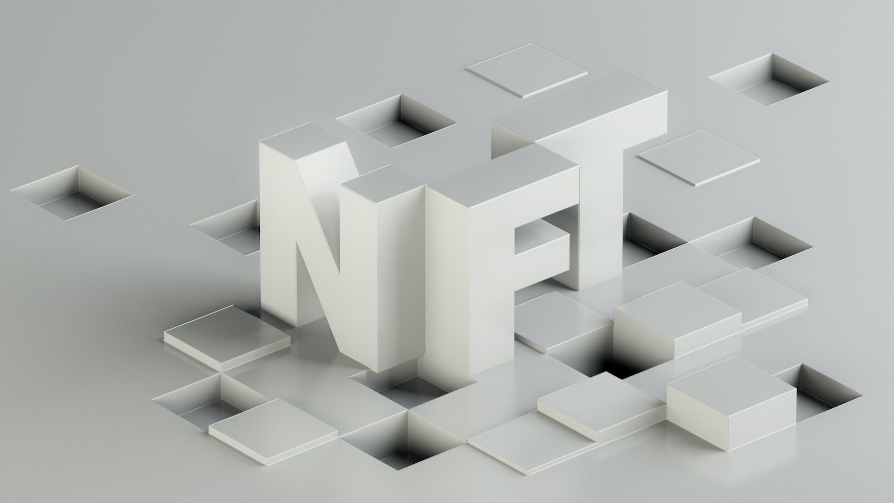 White cubical NFT letters