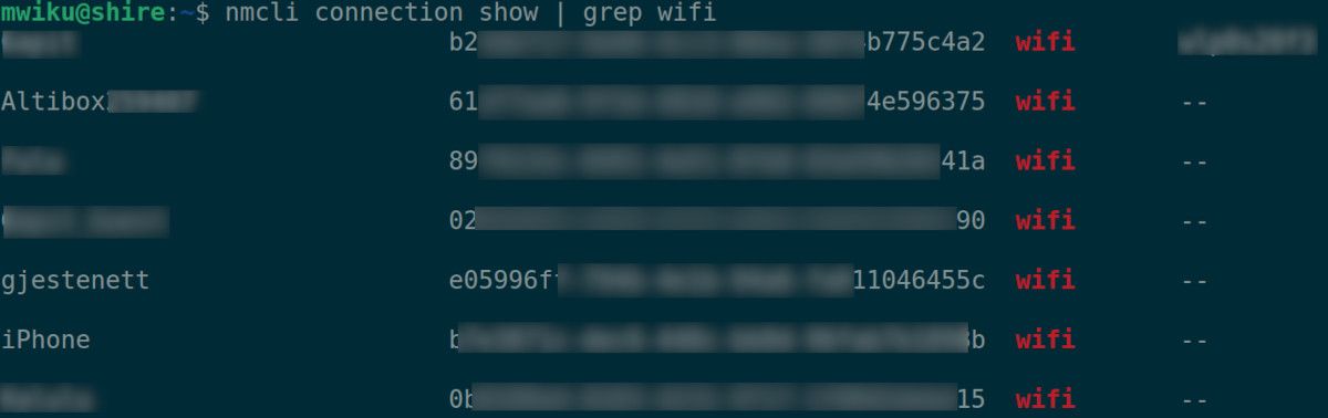 nmcli command listing all wifi networks on a linux pc