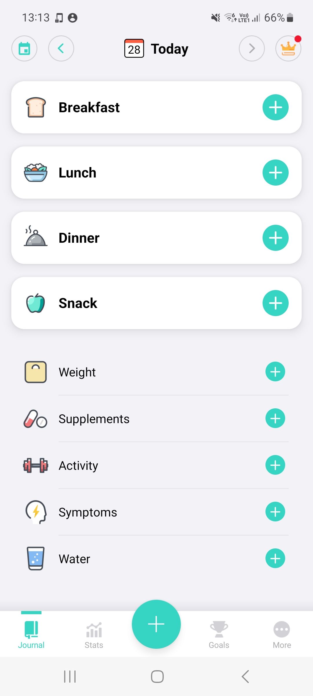 Nutrilio daily entry page
