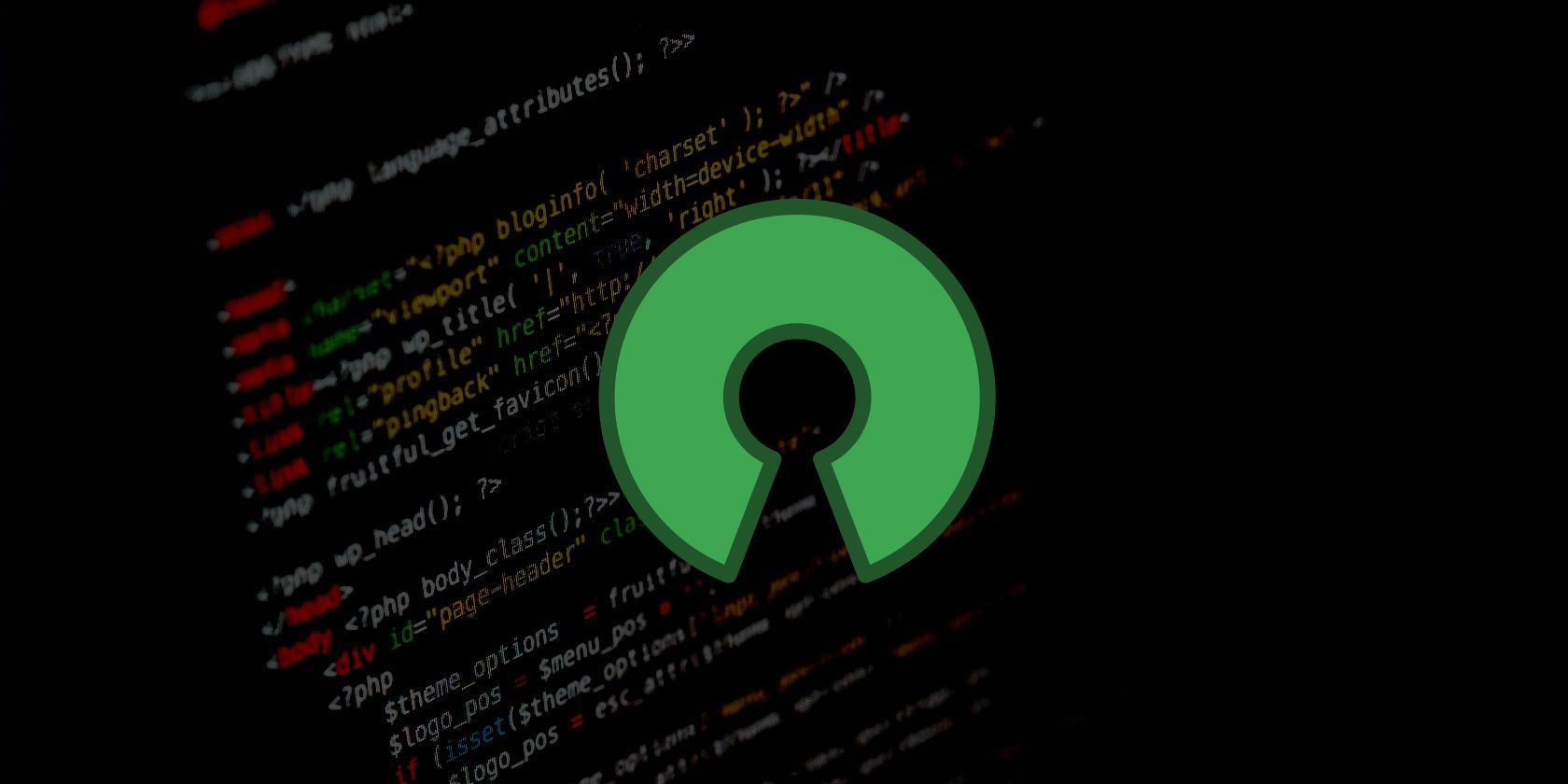Open Source Initiative logo against code