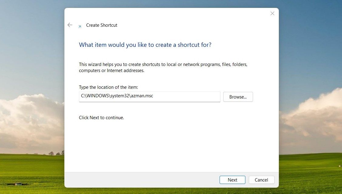 Open the Authorization Manager With Desktop Shortcut