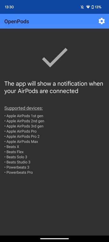 OpenPods app home page