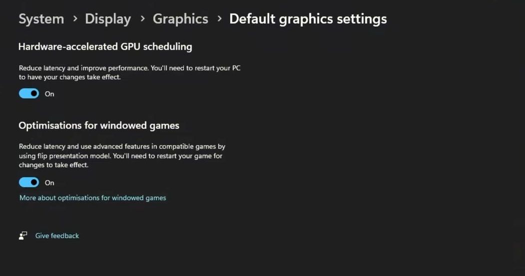 The Optimizations for windowed games setting option 