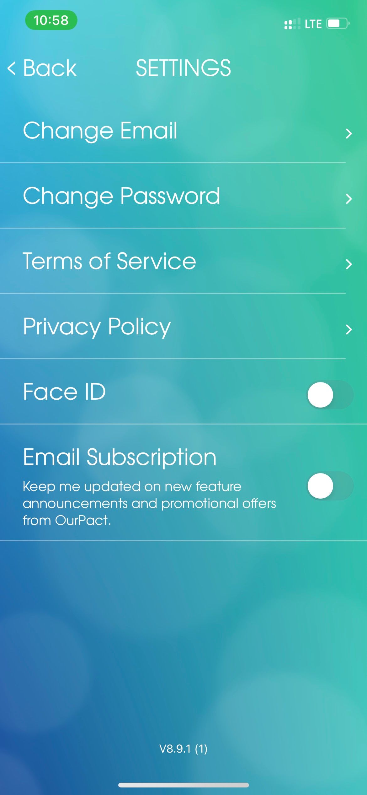 OurPact settings page